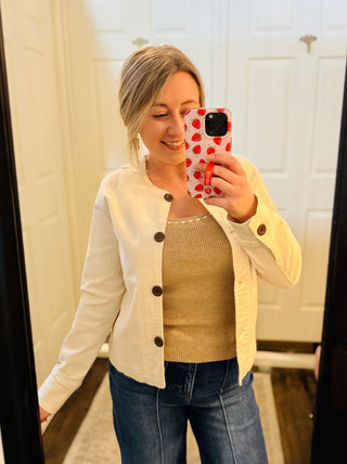 Just Black Denim Barrel Jacket - Off White