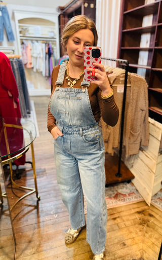 Jolie Denim Barrel Overalls