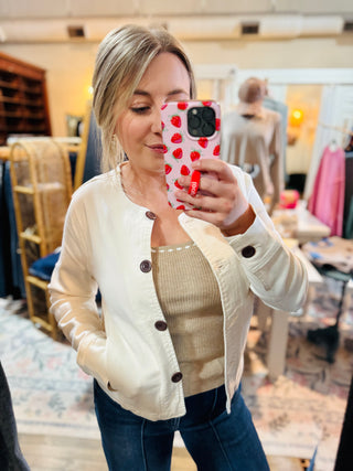 Just Black Denim Barrel Jacket - Off White