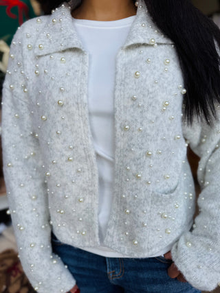 Pearl Open Front Collared Cardigan