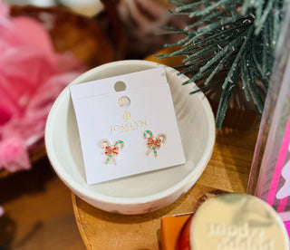 Candy Cane Bow Studs