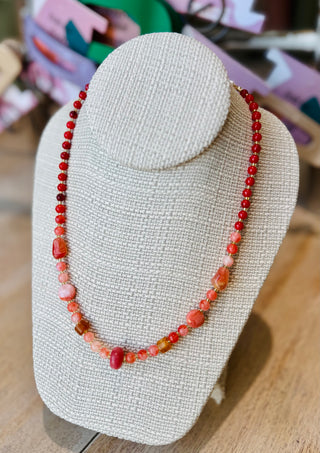 Red Toned Beaded Necklace