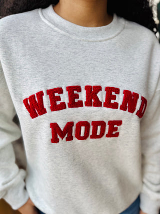 Weekend Mode Crew Neck Fleece Sweatshirt