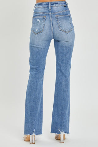 Risen High Rise Flare Distressed Jeans
