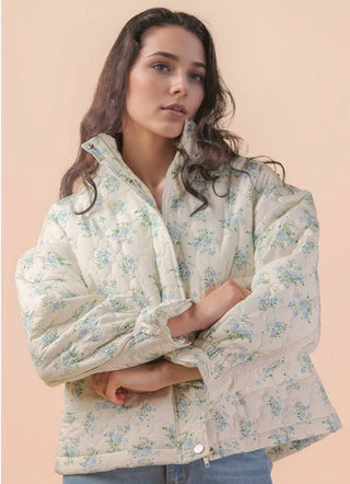 Quilted Floral Zip Up Jacket