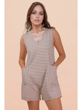 Amelia Striped Knit Pocket Romper
