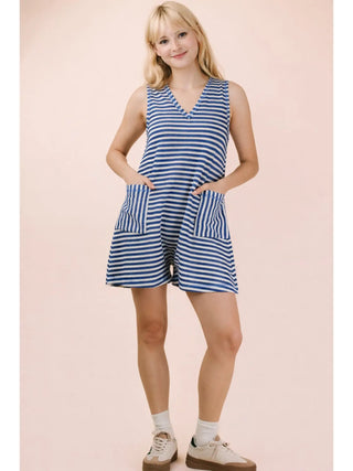 Amelia Striped Knit Pocket Romper