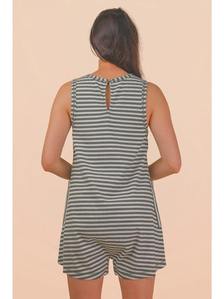 Amelia Striped Knit Pocket Romper