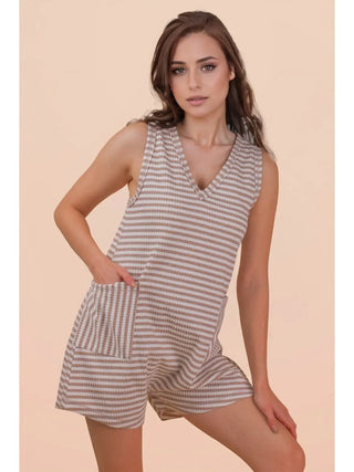 Amelia Striped Knit Pocket Romper