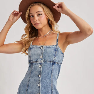 Audrey Denim Button Down Mini Dress