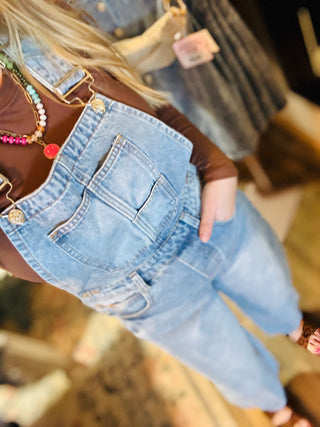 Jolie Denim Barrel Overalls