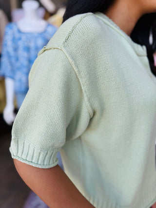 Raw Edge Detail Short Sleeve Cardigan