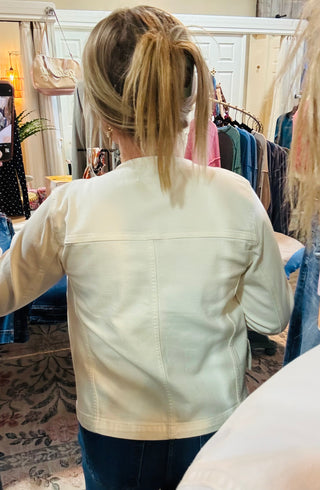 Just Black Denim Barrel Jacket - Off White