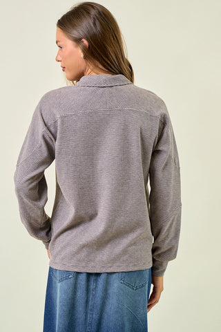 Buttery Soft Striped Button Sweatshirt