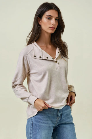 Buttery Soft Striped Button Sweatshirt