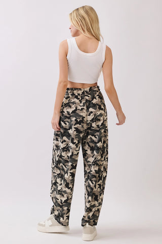 Camo Terry Cropped Barrel Pants