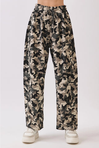 Camo Terry Cropped Barrel Pants