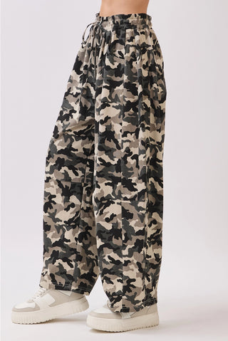 Camo Terry Cropped Barrel Pants