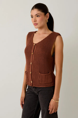 Charlotte Button Chunky Sweater Vest