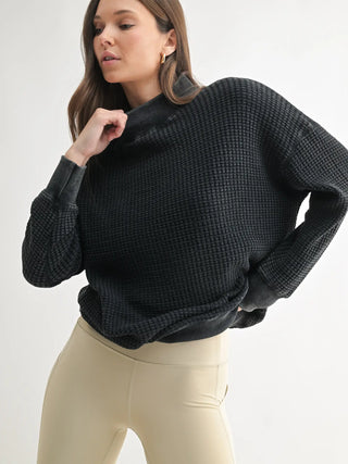 Chunky Waffle Mockneck Sweater