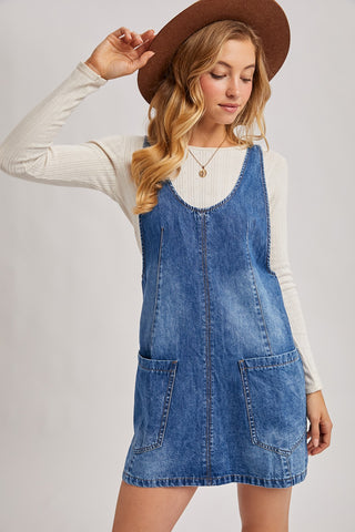 Denim Overall Pocket Dress