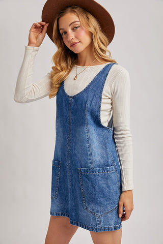 Denim Overall Pocket Dress