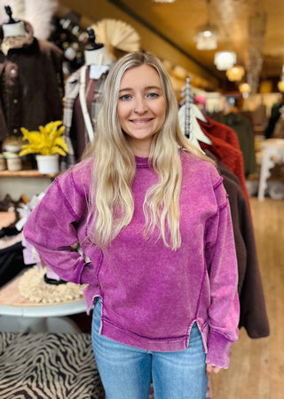 Erika Acid Washed Fleece Sweatshirt