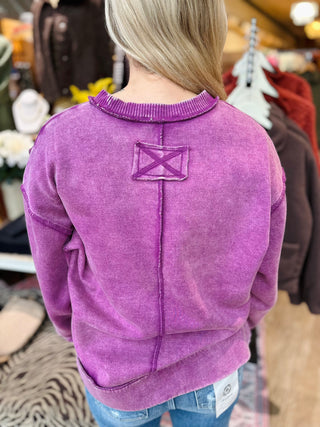 Erika Acid Washed Fleece Sweatshirt