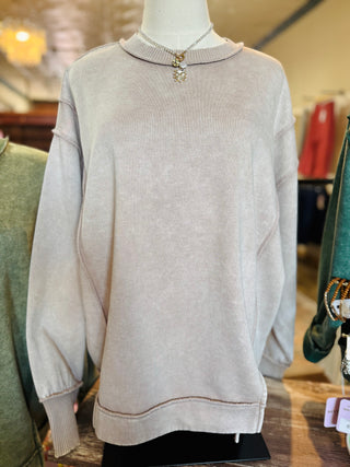 Erika Acid Washed Fleece Sweatshirt