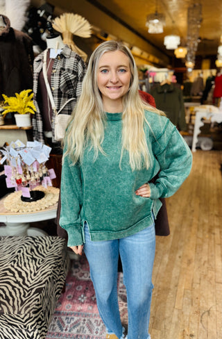 Erika Acid Washed Fleece Sweatshirt
