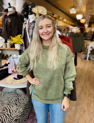 Erika Acid Washed Fleece Sweatshirt