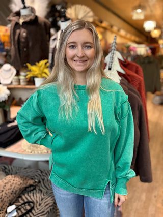 Erika Acid Washed Fleece Sweatshirt