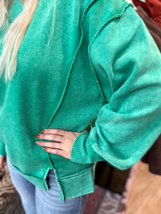 Erika Acid Washed Fleece Sweatshirt