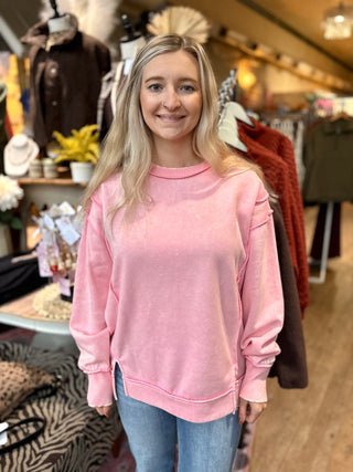 Erika Acid Washed Fleece Sweatshirt