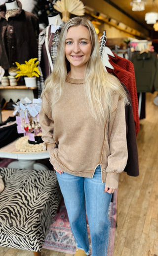 Erika Acid Washed Fleece Sweatshirt