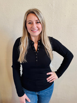 Essential Micro-Ribbed Henley Top