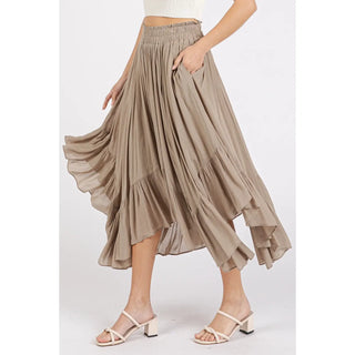Handkerchief Hem Midi Skirt