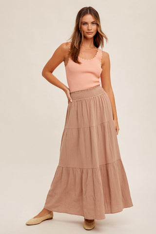 Ivy Smocked Waist Maxi Skirt