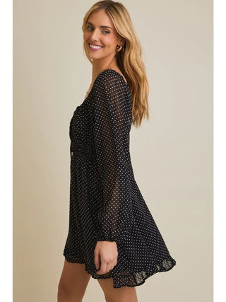 Nina Polka Dot Long Sleeve Dress
