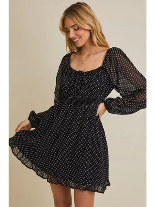 Nina Polka Dot Long Sleeve Dress