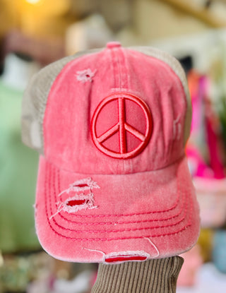 Peace Sign Embroidered Baseball Hat
