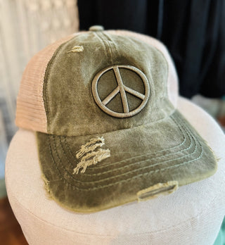 Peace Sign Embroidered Baseball Hat
