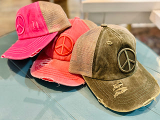 Peace Sign Embroidered Baseball Hat