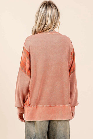 Plaid Contrast French Terry Sweatshirt