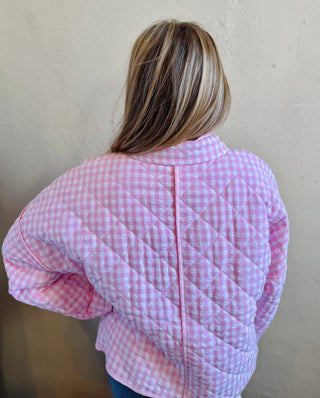 Quilted Gingham Puff Jacket