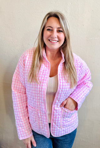 Quilted Gingham Puff Jacket