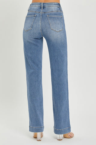 Risen High Rise Straight Jeans
