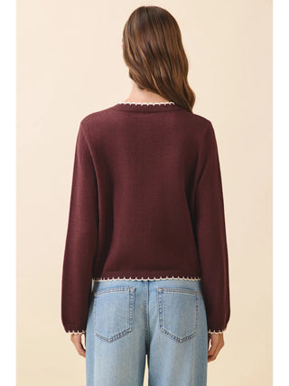 Scalloped Trim Button Up Cardigan