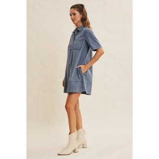 Selena Denim A-Line Mini Dress
