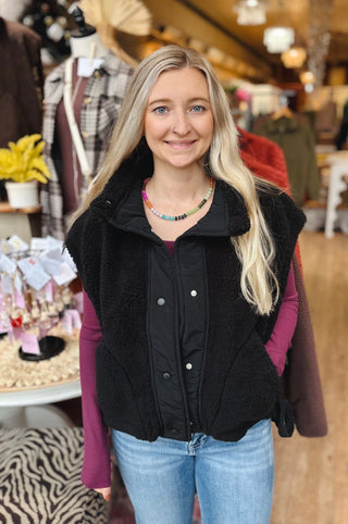 Tied Sides Oversized Sherpa Vest